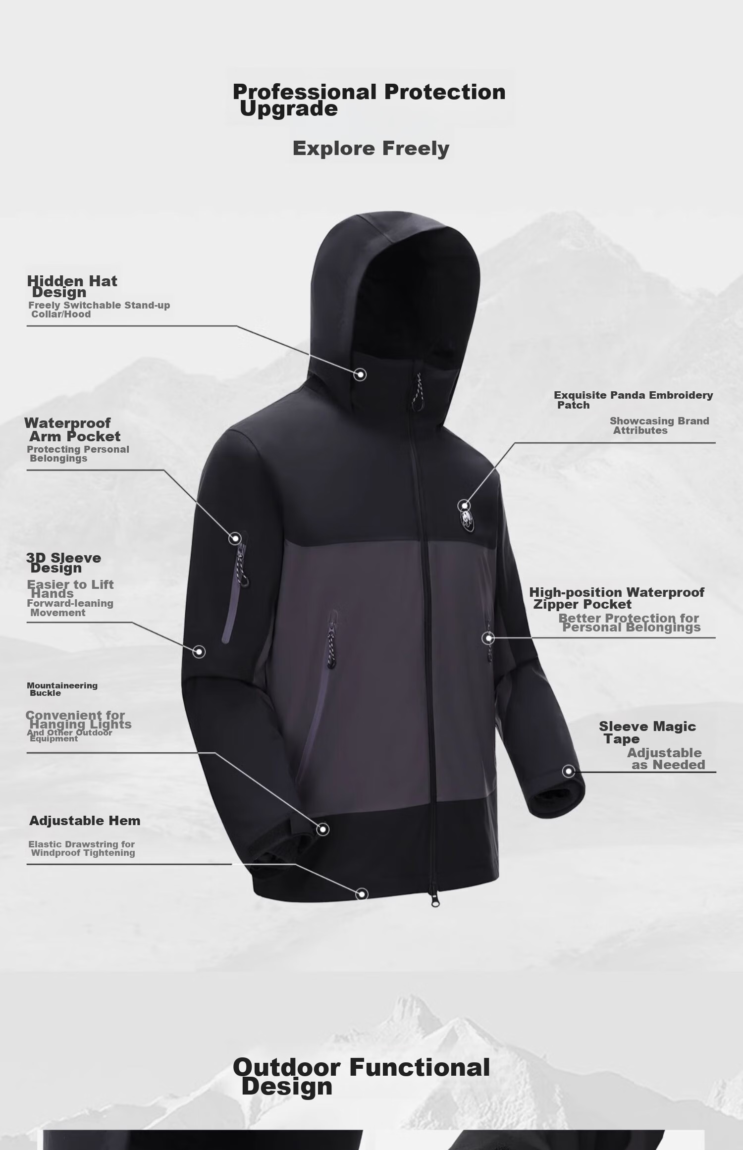 CAMEL Panda Three-In Outdoor Waterproof Windproof Jacket Hiking Mountaineering Coat Autumn Winter Men's Women's Style 1613 18