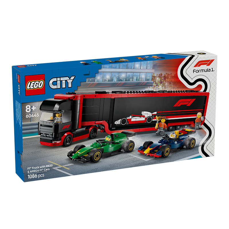 LEGO City 60445 Truck And Red Bull Racing Aston Martin, Building Blocks Toy for Boys And Girls, Children's Birthday Gift