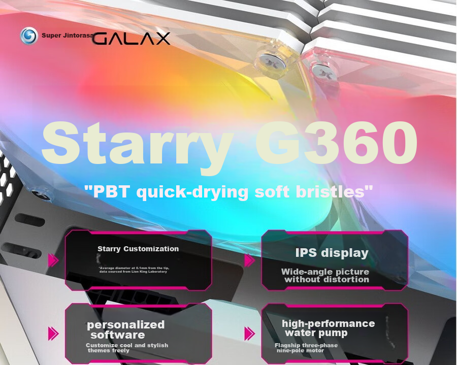 GALAXY Starry G360S All-in-One CPU Liquid Cooler (2.4-inch Custom IPS Screen / Exclusive Software / High-Performance Pump / Multi-Platform Support) 1