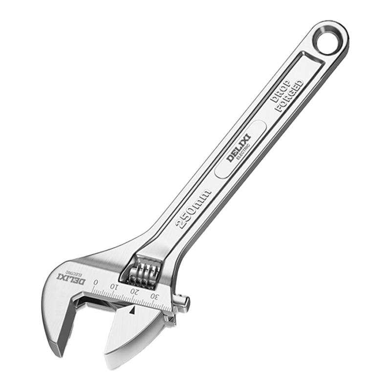 DELIXI ELECTRIC Adjustable Wrench, Wide Opening, Multi-Functional, for Home Use, Bathroom, DH-GSA450, Round Hole, Electroplated, 18 Inches, 450mm