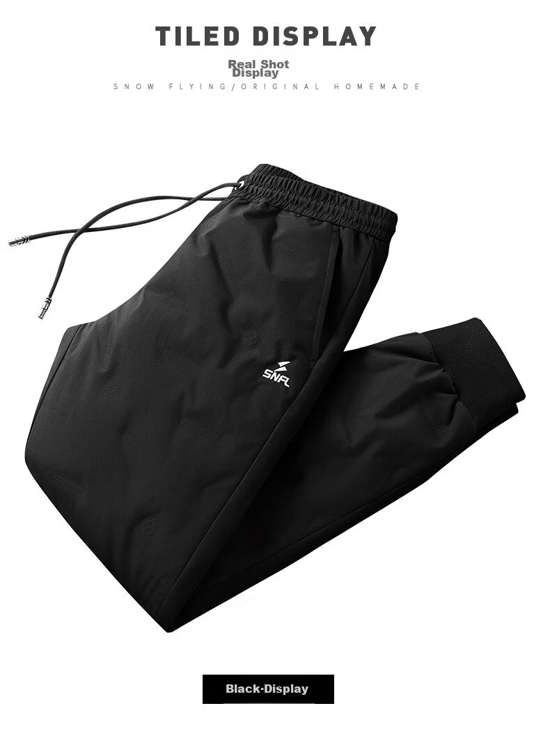 SNOWFLYING Men's Goose Down Pants, Thickened Winter Warm Patch, Straight-Leg Windproof Outdoor Casual Trousers, Size 175 14