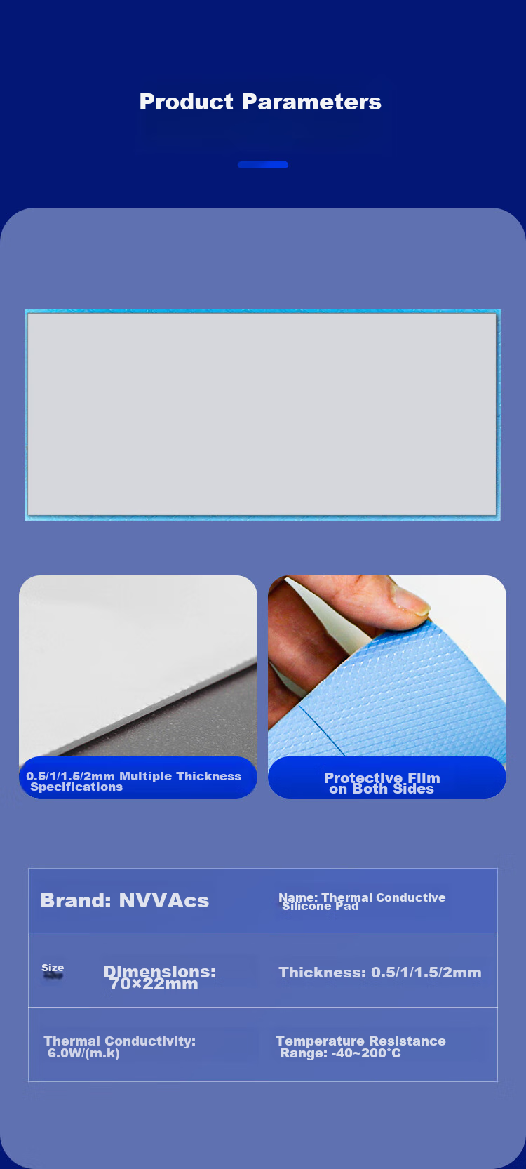 NVV M.2 SSD Thermal Paste, Heat Dissipation Silicone Pad, Thermal Conductive Silicone Gasket for SSD North Bridge, TC-615X Thermal Conductivity 6.0W 9