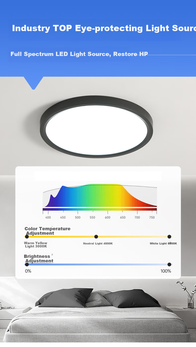 Huipujinggong Ceiling Light, Full Spectrum High Color Rendering Eye Protection, Bedroom Children's Study LED Tri-Proof Lighting Fixture, White, 30cm 4
