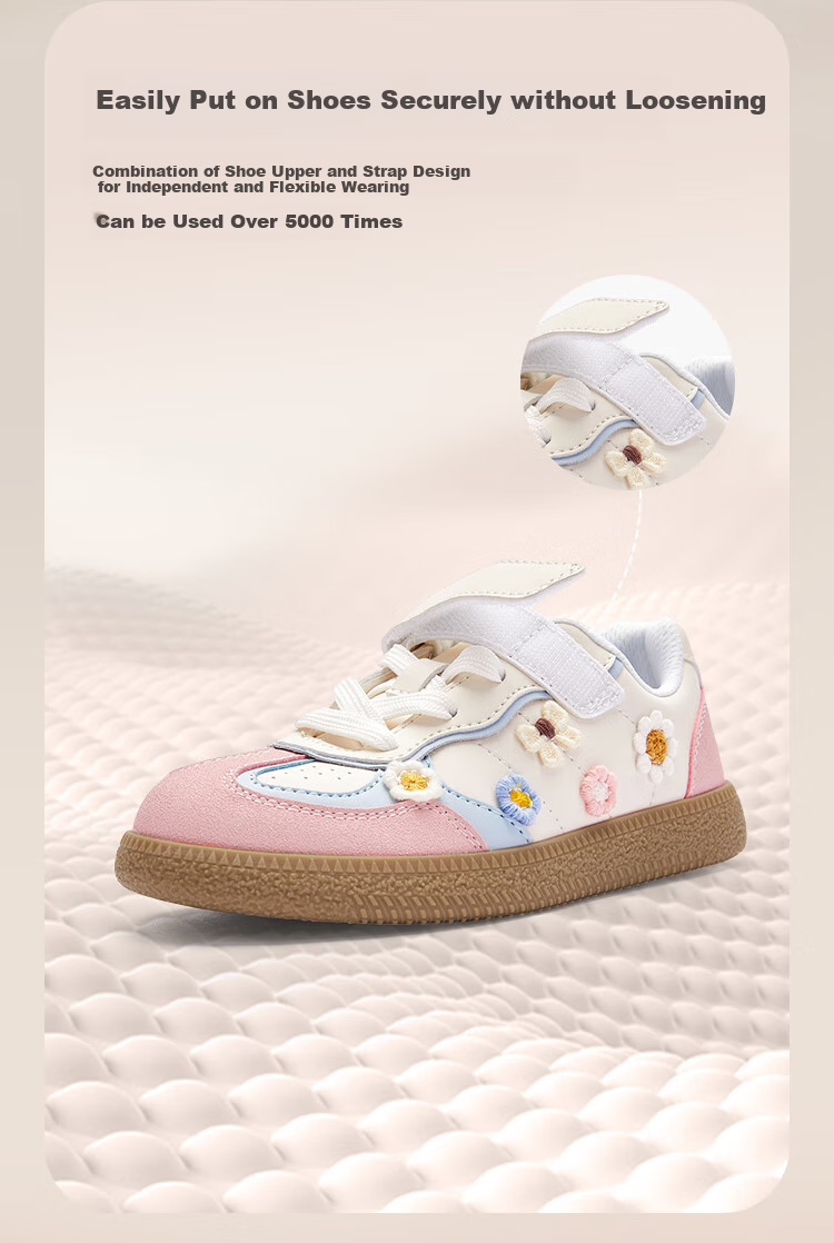 BALABALA Girls' Low-Top Sneakers, Children's Autumn New Style Non-Slip Shoes, Sweet Color-Block Design, Trendy And Cool 2