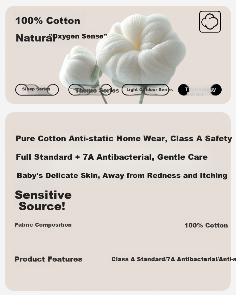 Fenteng Children's Pajamas Class A 100% Cotton 7A Antibacterial Anti-Static Spring 2025 New Boys' Home Wear Set 1