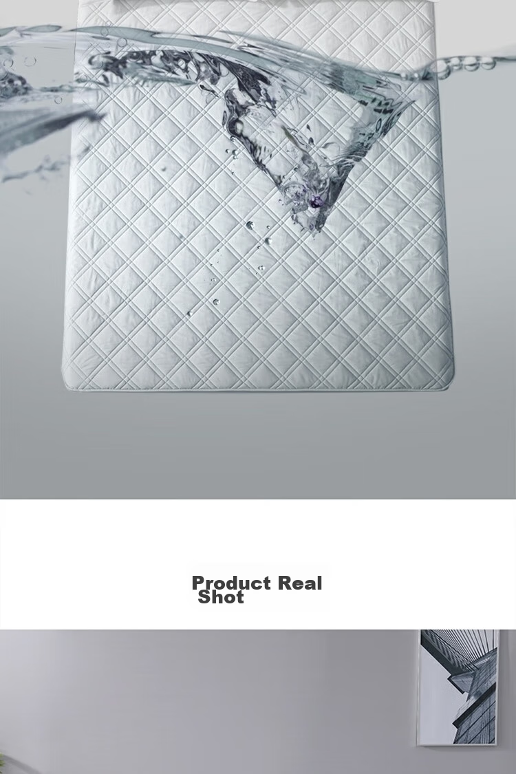 Shuixingjiafang Bed Protector, Antibacterial And Anti-Mite Protective Pad, Thin Mattress Cover, Full Encasement Protector, for 1.5-Meter Bed, Light Gray Color 15