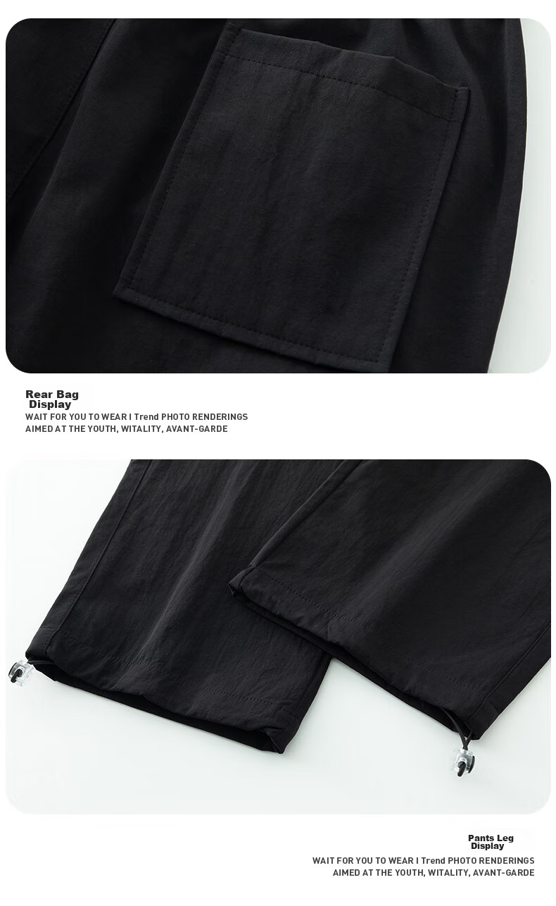 Dingfengbaoluo American-Style Cargo Casual Pants for Men, Spring And Summer Trendy Versatile Loose Paratrooper Tactical Trousers, DDF32 Black M 22