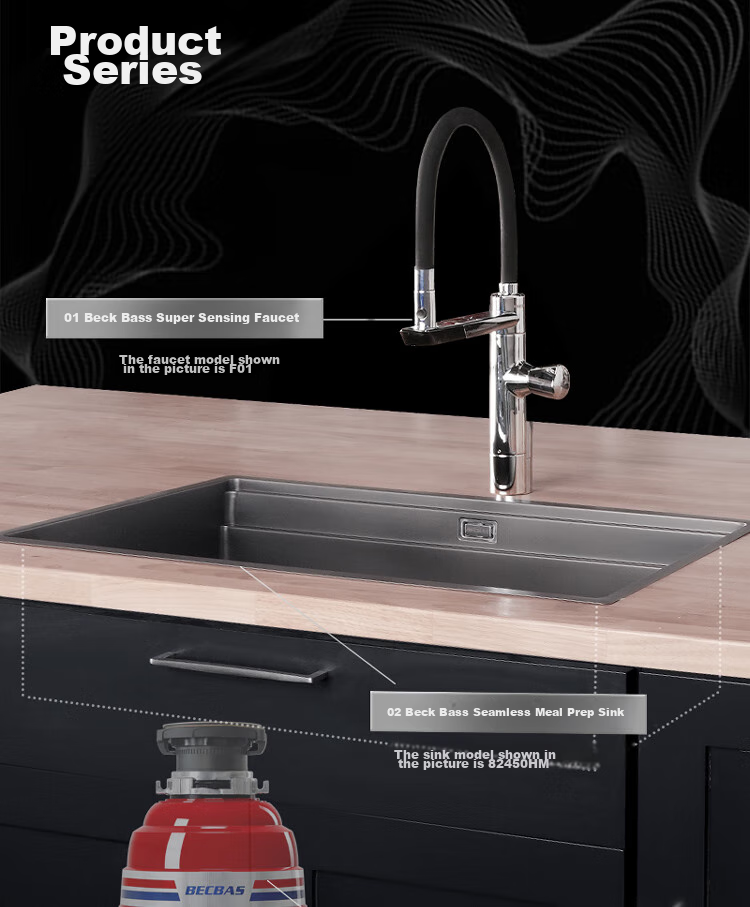 BECBAS Intelligent Garbage Disposal, Kitchen Food Waste Crusher, Wireless Switch E40evo 3