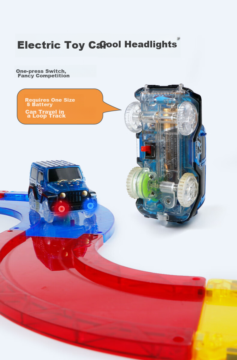 MAGPLAYER Children's Toy, Colorful Window Magnetic Tiles, Magnetic Building Blocks, Traffic Track Car Toys, Gift for Boys Aged 3-6, 82 Pieces 11