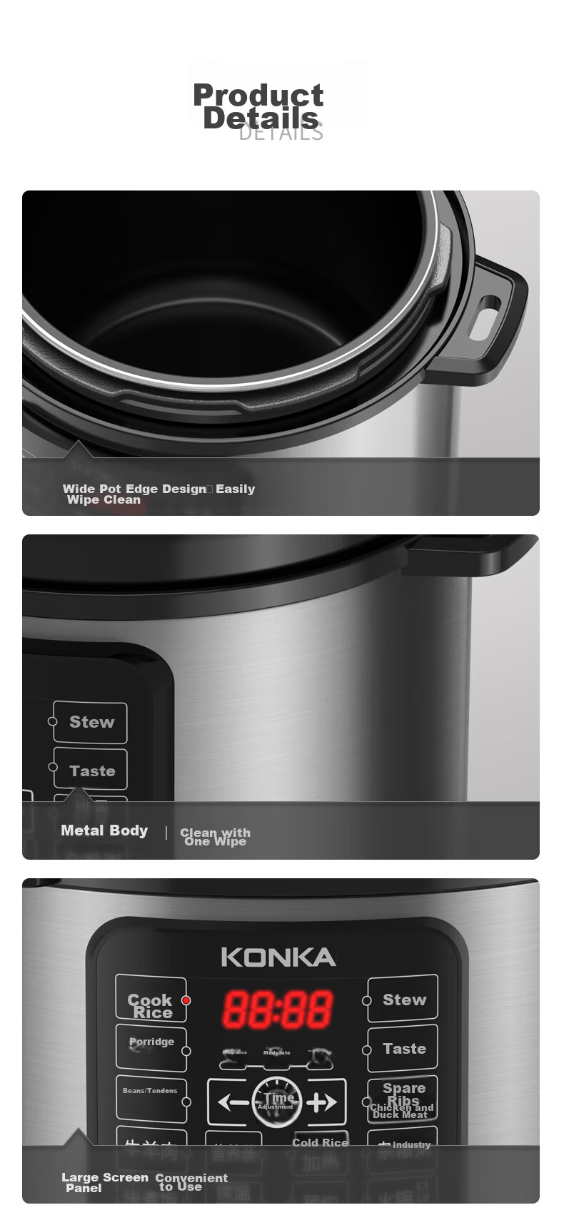 KONKA Electric Pressure Cooker, 5L Multi-Functional Household Electric Pressure Cooker with Non-Stick Inner Pot, High-Pressure Rice Cooker with Smart Reservation Function, KYLG-5006E 14
