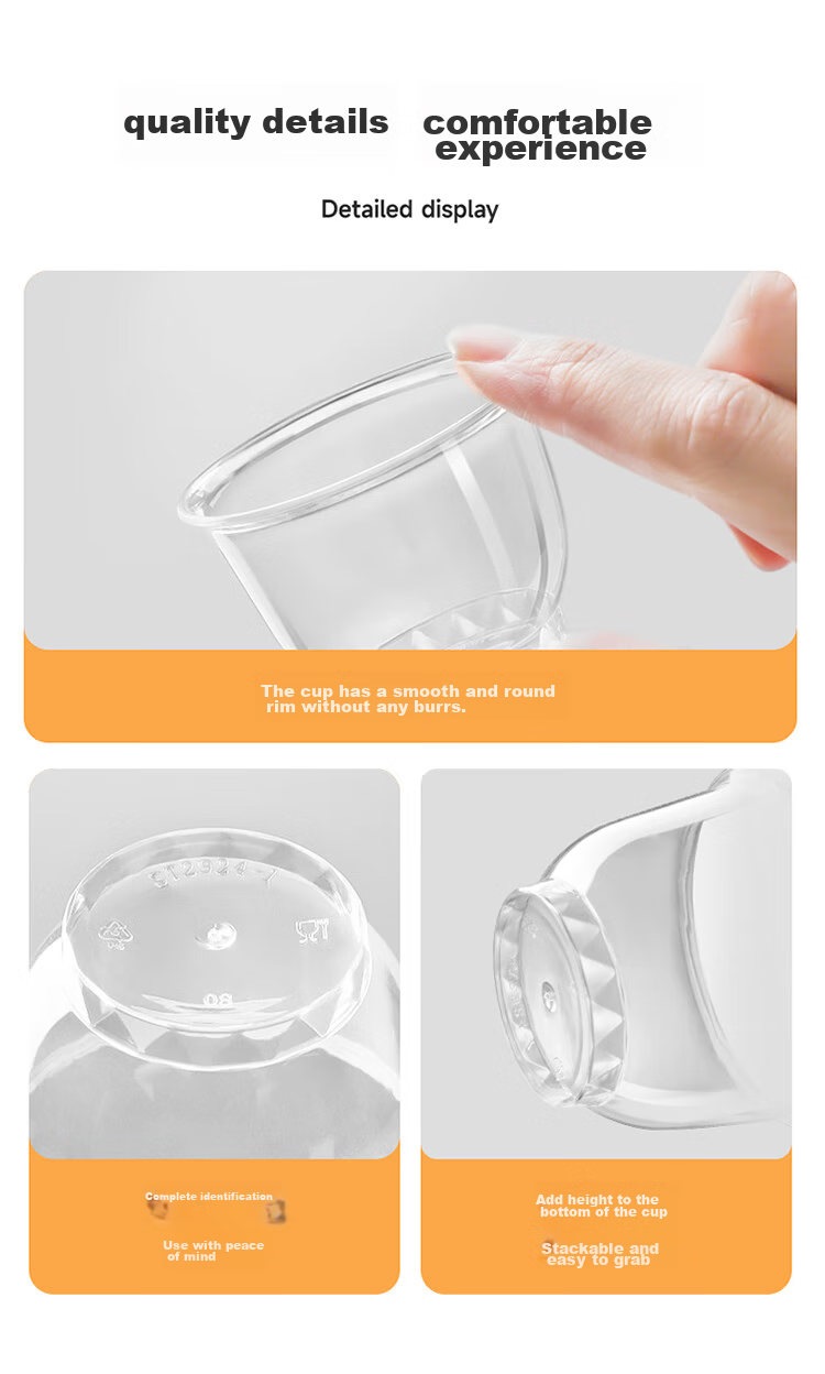 MARYYA Disposable Tea Cups, 60ml*100 Pieces, Thickened Aviation Space Plastic Kung Fu Tea Cups, Food-Grade High Temperature Resistant Cups 15