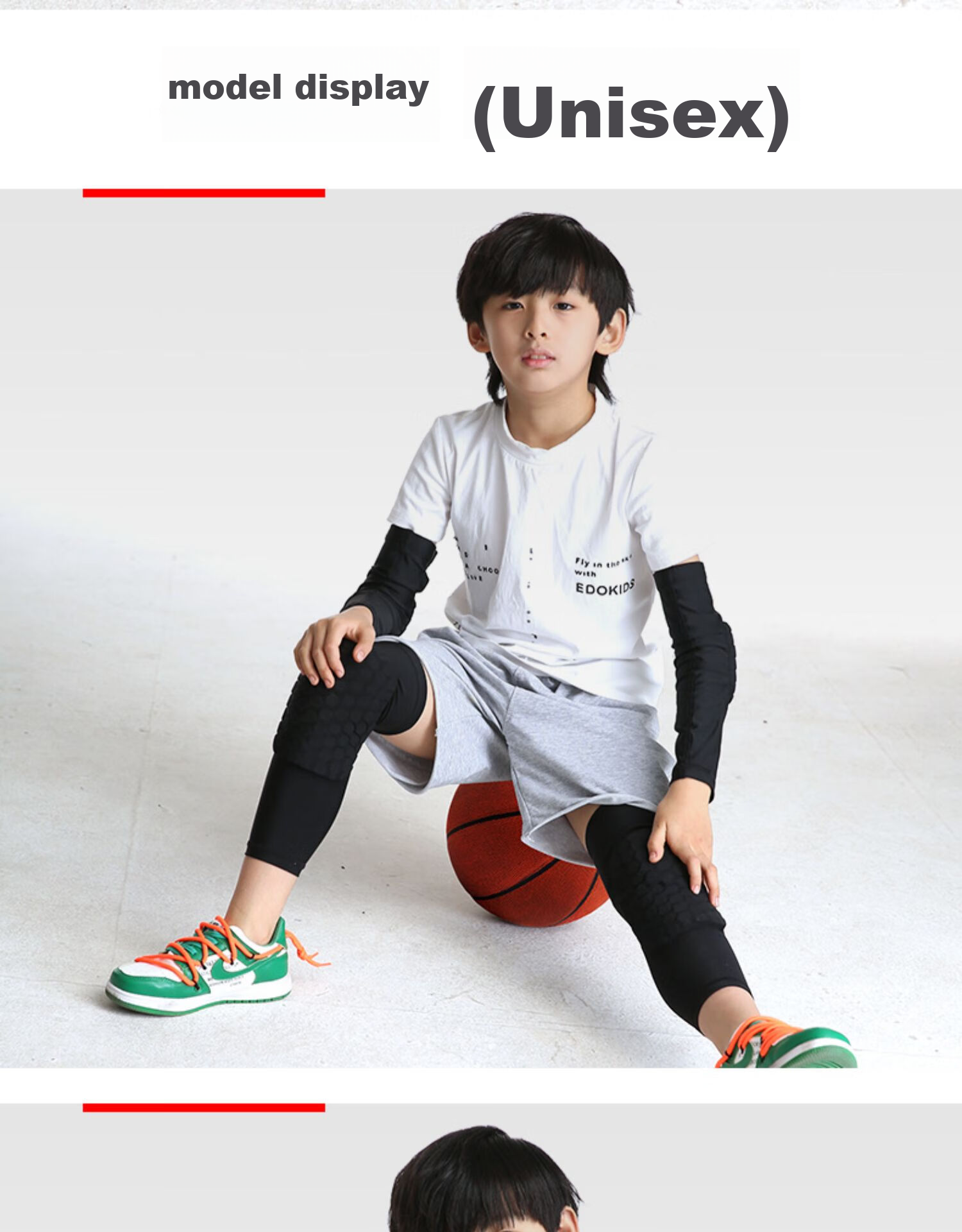 Gingpai Sport Children's Knee And Elbow Pads Set for Boys, Anti-Fall Protective Gear for Cycling, Basketball, Skateboarding, Soccer, Sports, Summer Thin Style, Black, Size L 11