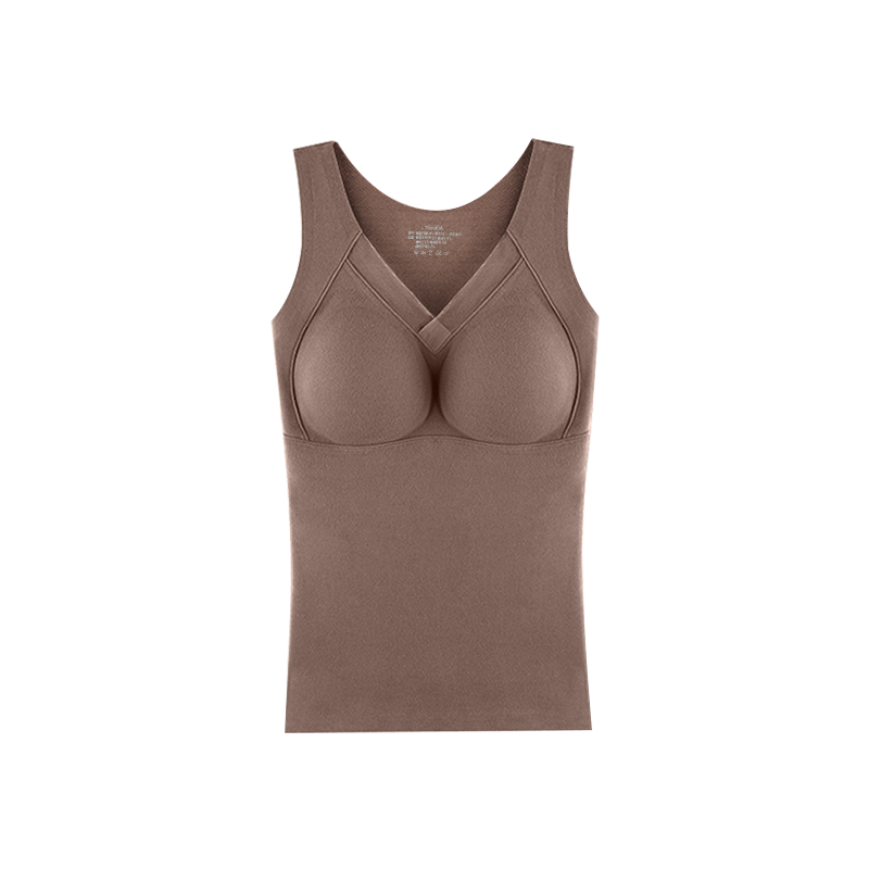 LangSha Thermal Vest Autumn Winter Antibacterial Mite-Resistant Women's Heating Vest with Built-in Chest Pad Fixed Cup Base Shirt Top