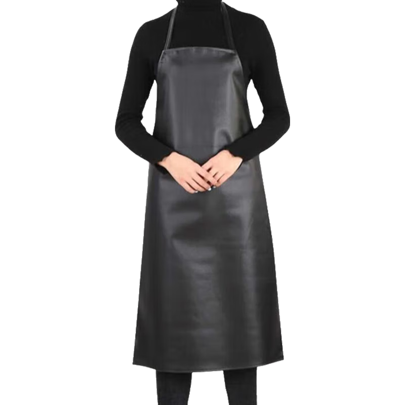Anxianda Waterproof Oil-Resistant Leather Apron Work Protective Durable Soft Leather Apron Factory Workshop Black Small Size