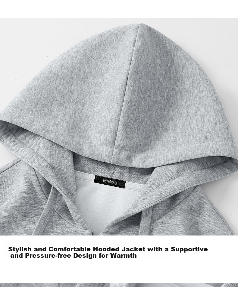 MINISO Hooded Sweatshirt Jacket for Men, Spring And Autumn Style, Casual Versatile Heavyweight Zip-Up Cardigan, Men's Clothing Z, Bean Green, M 23
