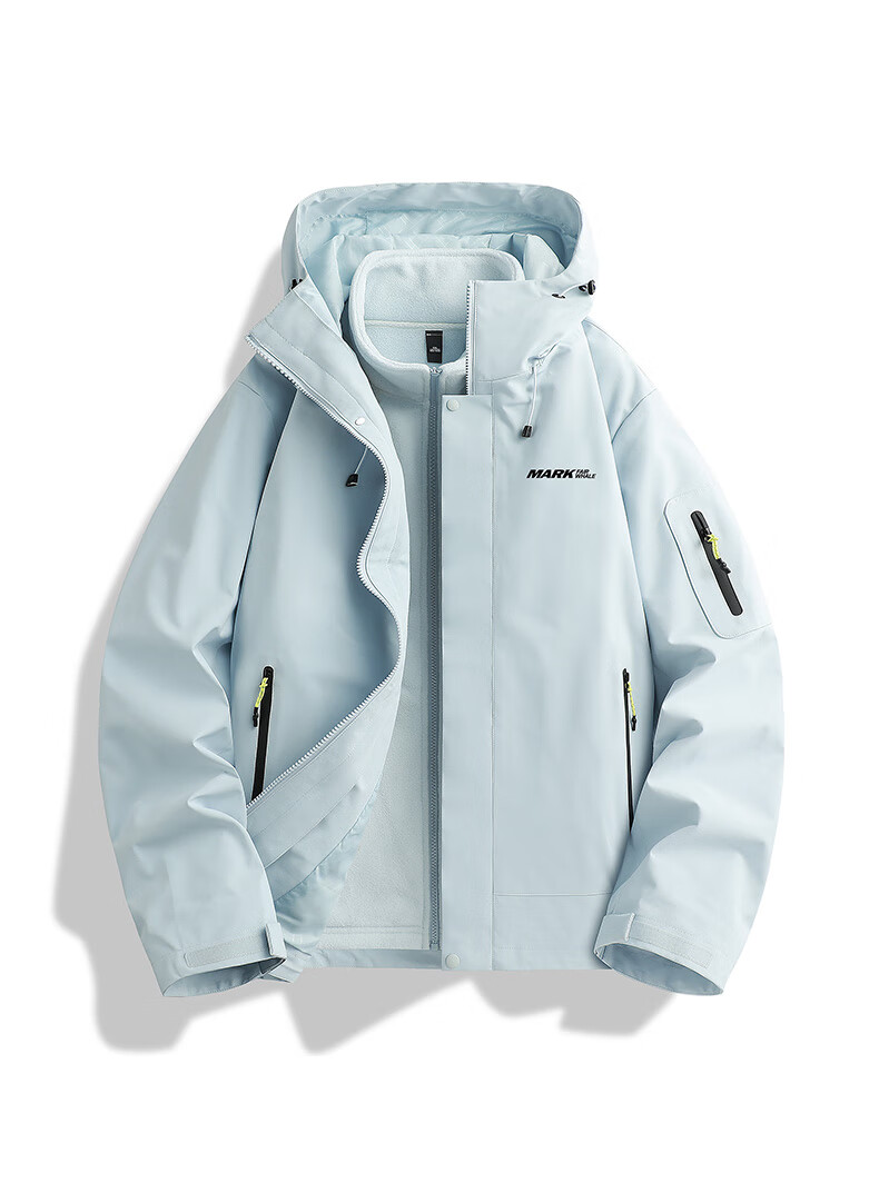 MARK FAIRWHALE 3-in-1 Detachable Jacket Unisex 2025 Autumn Winter Outdoor Water-Repellent Workwear Khaki XL 11