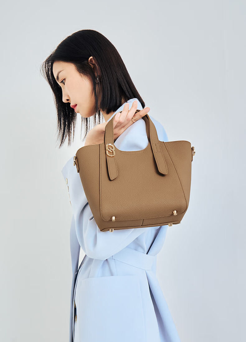 HONGU Women's Leather Handbag, Shoulder Bag, Commuter Basket Bag, Crossbody Bucket Bag, Birthday Gift for Girlfriend 2