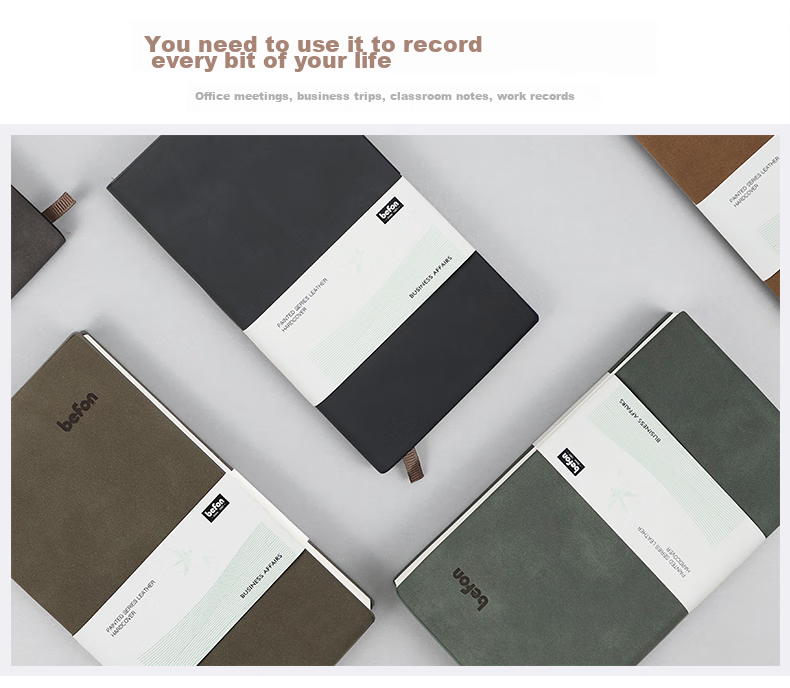 Befon A6 Business Leather Notebook, Portable Journal, Vintage Diary, Student Record Book, Office Stationery, Black And Orange Color 3716 2