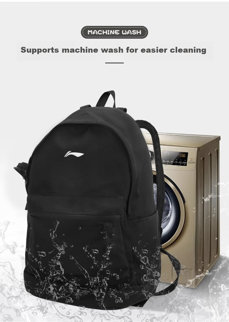 Li-Ning Backpack Large Capacity Lightweight Travel Bag for Middle And High School Students, Business Trips, Hiking And Laptop Carrying Black 23