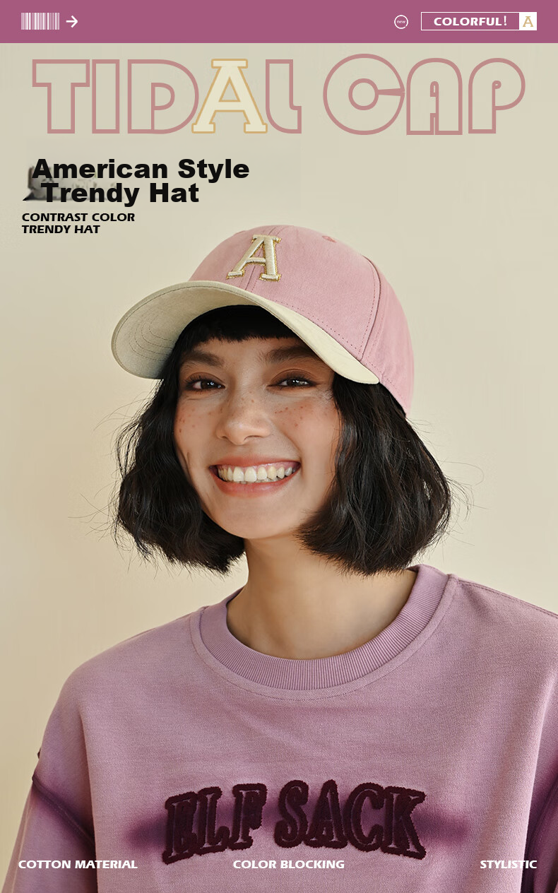 CACUSS Women's Embroidered Baseball Cap Spring Duckbill Hat Luxury Pure Cotton Hard Top Face-Slimming Sun Hat Peony Pink 1