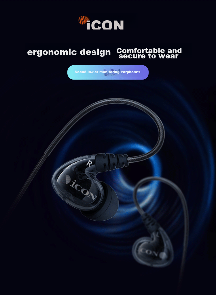 Aiken In-Ear Monitoring Headphones, Scan8 Model, Wired Earbuds for Live Streaming And Karaoke, with Sound Card, 3-Meter Cable, Long-Range Monitoring Headphones 1