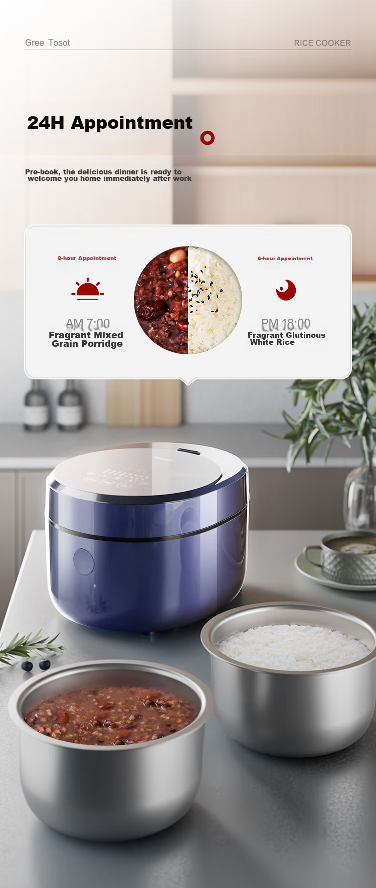 GREE Rice Cooker for Home Use, 2-3 People Capacity, Non-Coated 316L Stainless Steel Inner Pot, 3L Small Size, IH Heating, Multi-Functional Porridge And Firewood Rice Cooking, Model 3018C, Recommended by Dong Jie 11