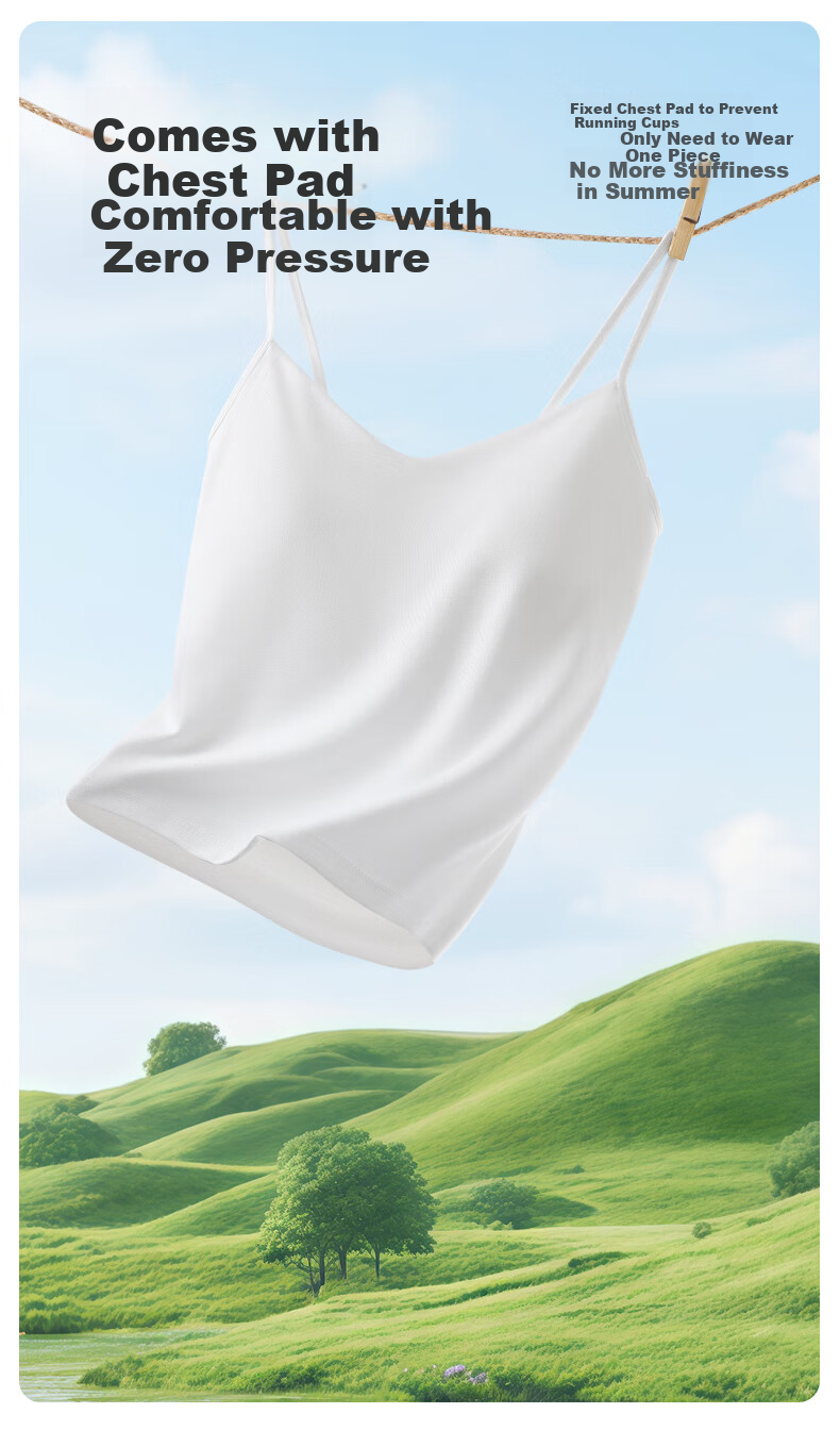 Ordifen Women's Camisole Tank Top for Spring And Summer, No Bra Needed, 7A Antibacterial, Covers Side Boob, Prevents Wardrobe Malfunction, Can Be Worn As Outerwear, Beautiful Back Design, Slim Fit 3
