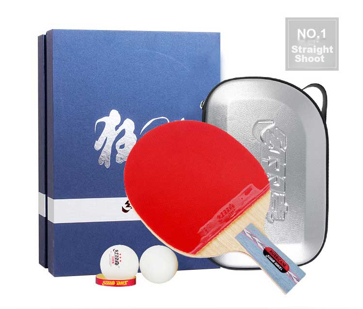 DHS Table Tennis Racket Kuangbiao Gift Box, Straight Handle Single Racket, Double-Sided Reverse Rubber, Birthday Mid-Autumn Festival Gift NO.1 11