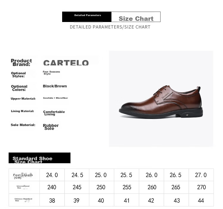 CARTELO Soft Cowhide Men's Shoes, Business Breathable Casual Leather Shoes, Retro Distressed Wear-Resistant Wedding Shoes for Men 9645, Black, Size 38 8