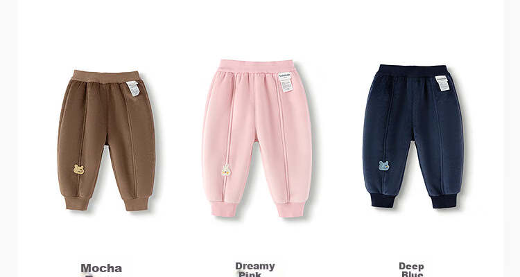 BALABALA Children's Clothing, Baby Long Pants with Fleece Lining for Warmth, Elastic Ankle Trousers, Winter Wear, Boys And Girls Pants, Cute Sports Pants 11