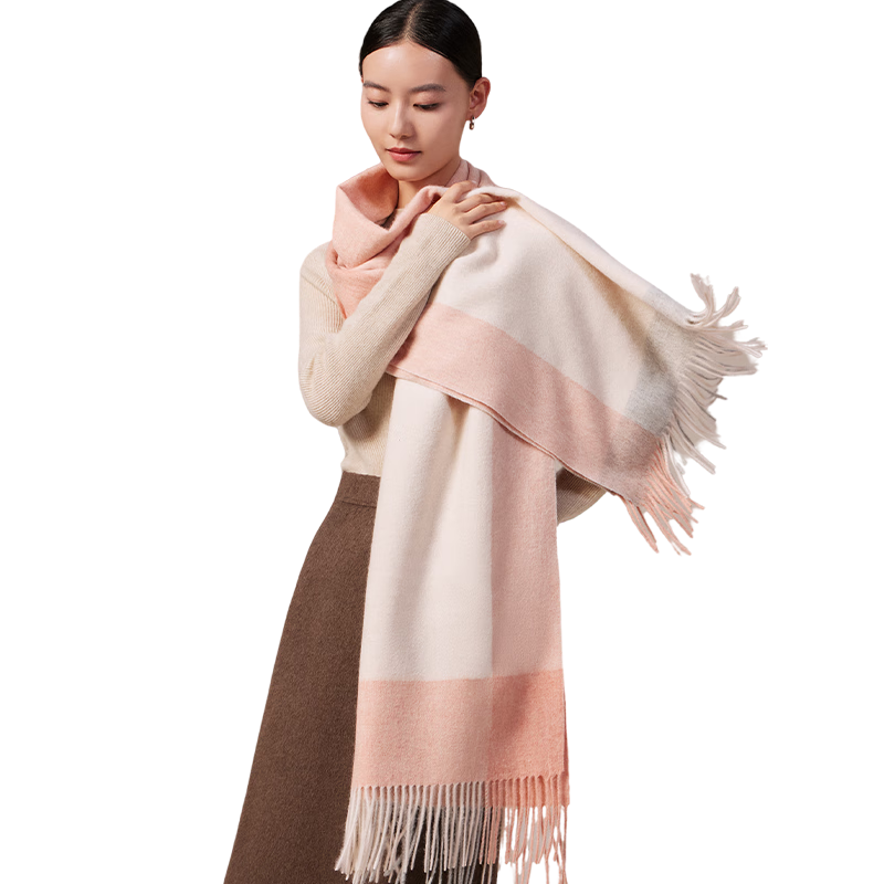 Shanghai Story [Upgraded High-Count Dense Thickened] New Pure Wool Plaid Scarf Gift for Mom New Year Birthday Gift for Girlfriend