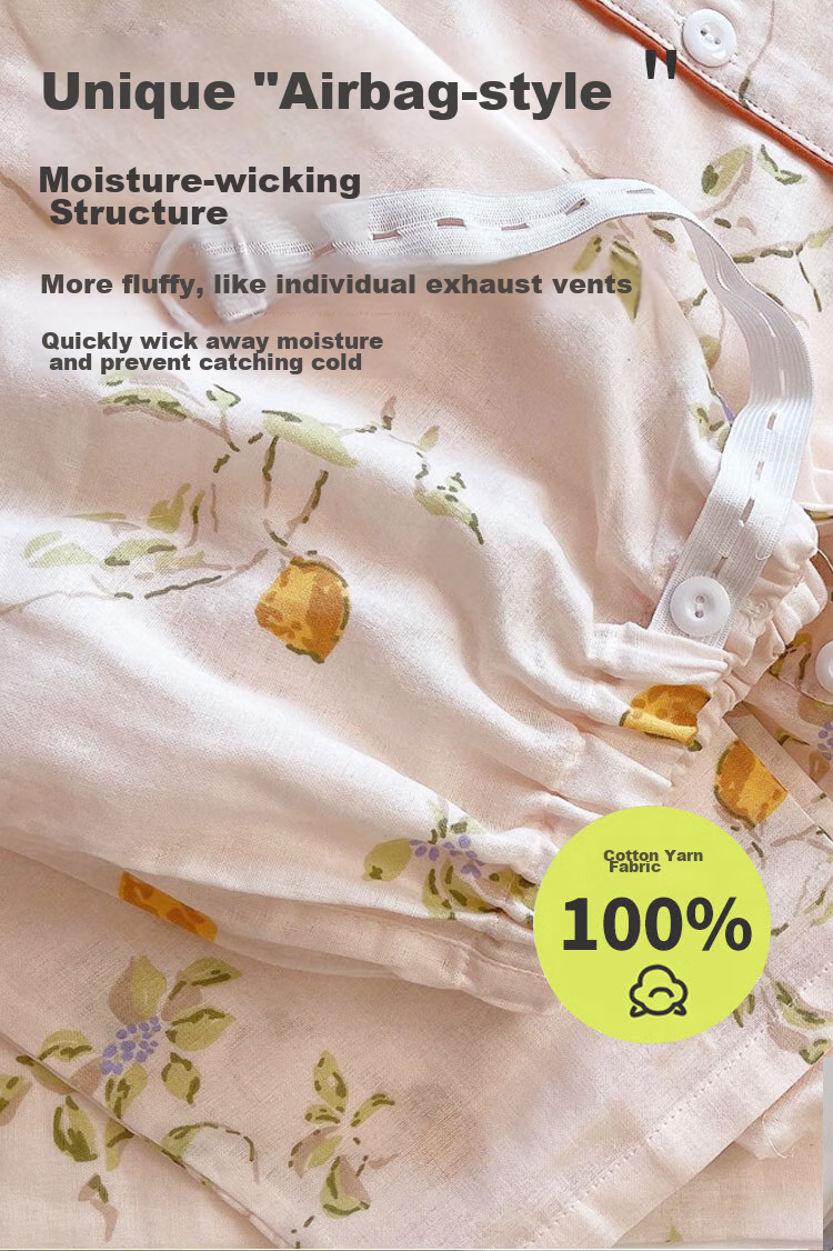Aibaoshi Maternity Wear, Pure Cotton Gauze, Spring And Summer, Nursing Clothes for Pregnant Women, Breastfeeding Pajamas, Loungewear, Size L, Lemon M347 5