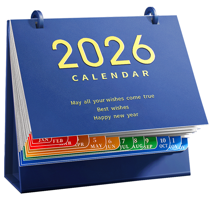 Jinzhi 2026 Year of the Horse Desk Calendar Gift Box/Deep Sea Blue 2025 Calendar Notebook Monthly Yearly Weekly Planner Office Desktop Decoration Office Gift