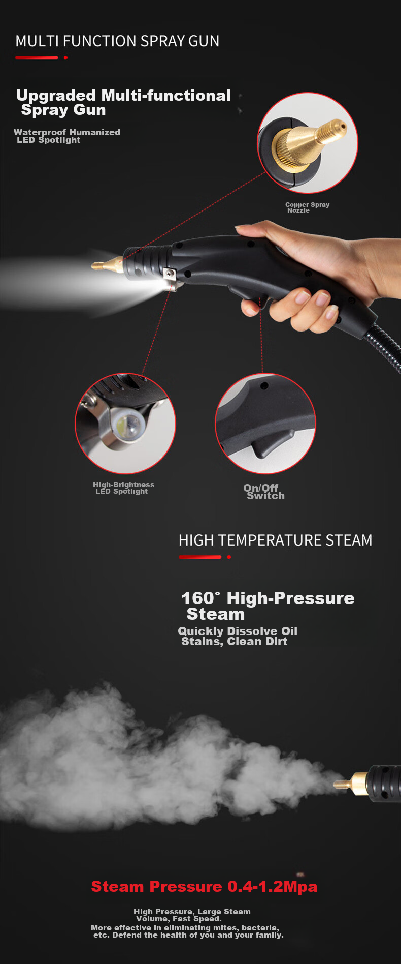 TURBOVOLT Commercial High-Temperature High-Pressure Steam Cleaner Multifunctional Household Air Conditioner Steam High-Pressure Cleaning and Washing Machine 4