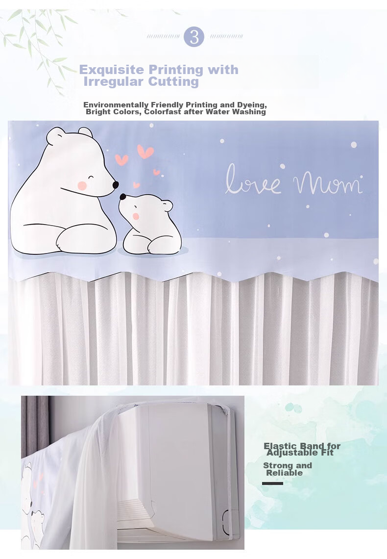 Keruier Air Conditioner Dust Cover, 1.5 HP Universal Dust Shield, Anti-Direct Blowing Wind Deflector, Windproof Curtain, No Need to Remove When Operating 10
