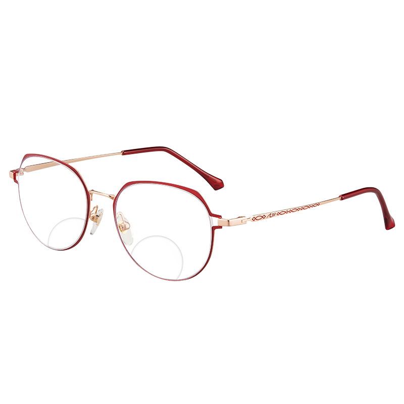 Xiyanghong Reading Glasses for Women, Bifocal Anti-Blue Light Fashionable Ultra-Light Dual-Light Presbyopic Glasses for Elderly E9059H 300 Degrees