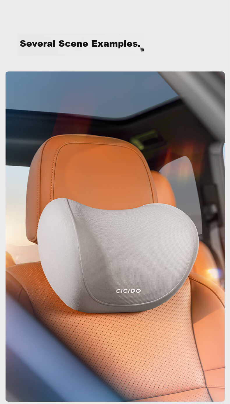 CICIDO Car Headrest, Summer Lumbar Support Set, Neck Pillow for Vehicles, Seat Cushion, Driving Waist Protector, Tesla 17