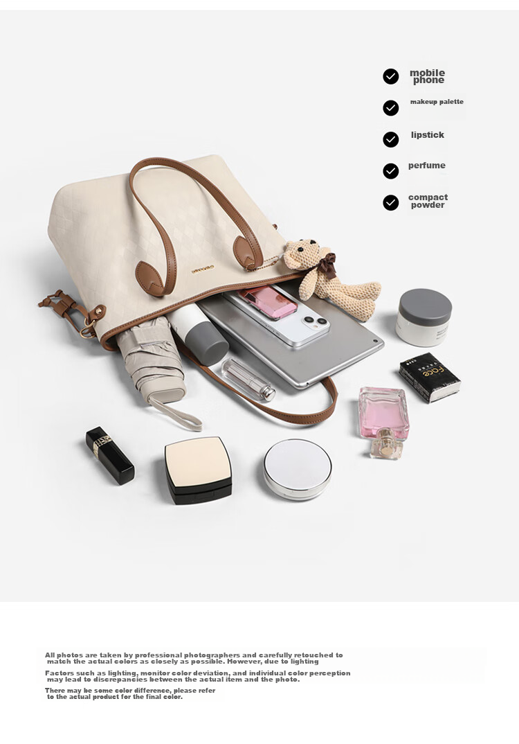 C.BANNER Leather Handbag for Women, Tote Bag with Large Capacity, Shoulder Bag, Light Luxury Brand, Birthday Gift for Girlfriend on May 20th 4