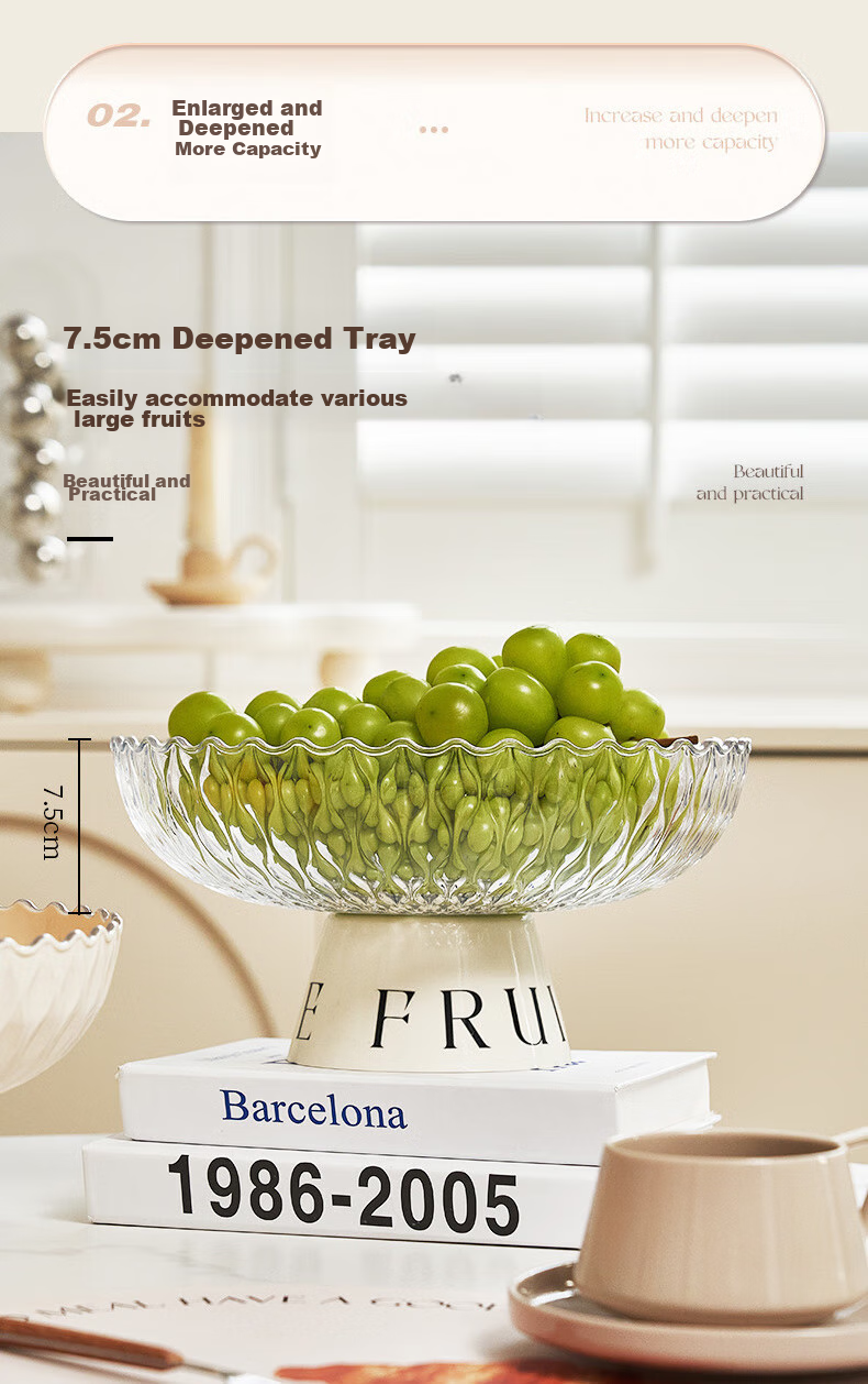 YIJUKE Fruit Bowl Draining Basket, Living Room Coffee Table Dried Fruit Plate, Candy Display Tray, Luxurious And High-End 3