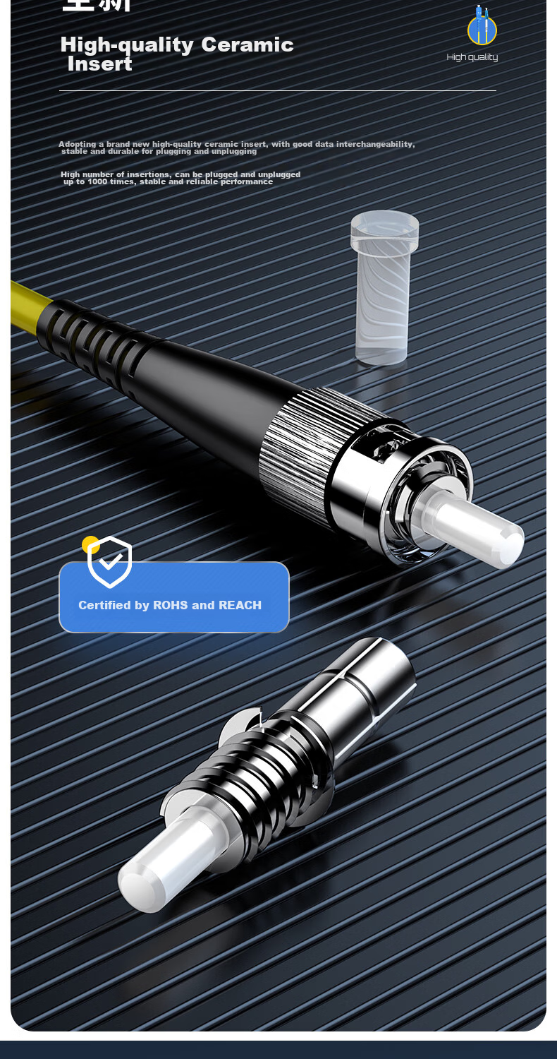CommKing Telecom-Grade Fiber Optic Patch Cable, Fiber Optic Fusion Splice Pigtail UPC, Transceiver 3-Meter Patch Cord, SC-ST Single-Mode Single-Core, FPC-14S3 5