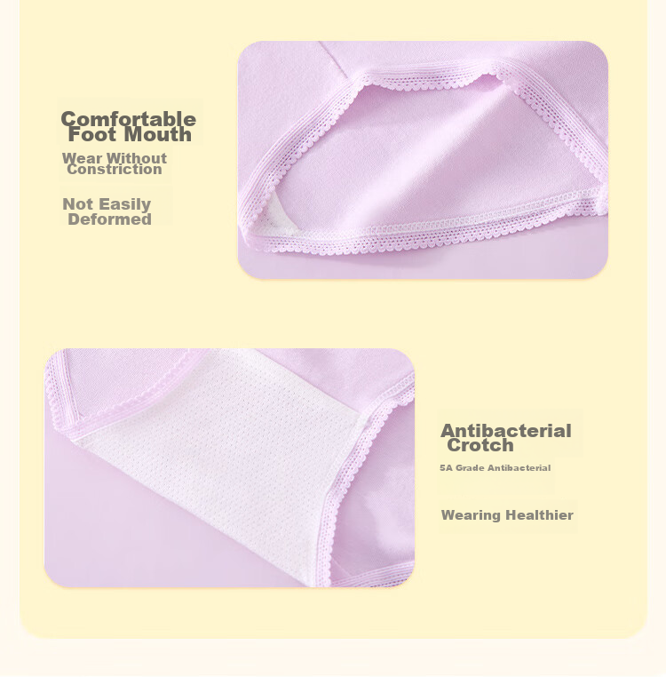 LangSha Girls' Underwear for Children And Teens, Puberty Triangle Panties, Six-Pack, Purple Bunny Design, Size 150 12
