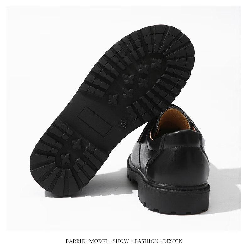 Guniya Children's Leather Shoes, Boys' British Style Performance Shoes, Formal School Etiquette Leather Shoes, Matte British Style, Size 37 11