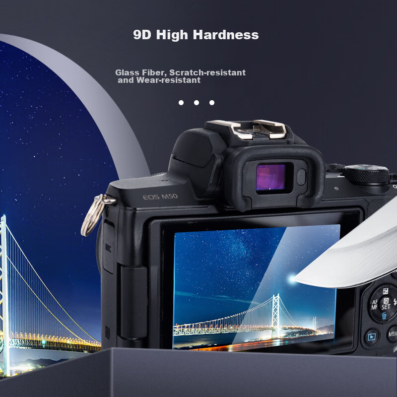 JJC Tempered Glass Screen Protector for Canon R50 R8 G7X3 M200 850D Camera, Protective Film for Mirrorless And DSLR Cameras, Accessory