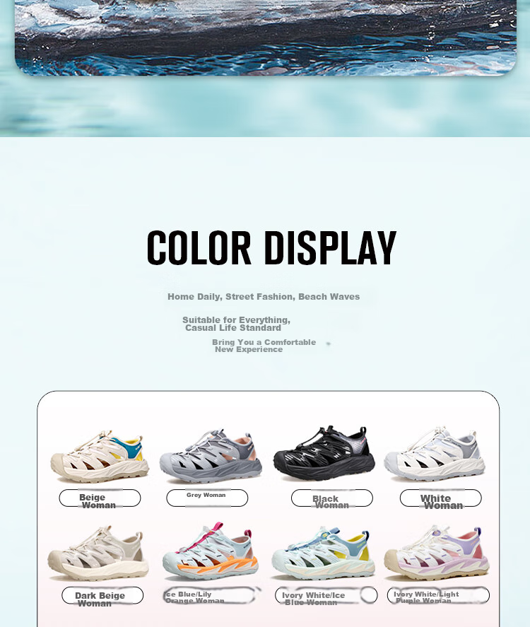 HUMTTO Outdoor Sports Sandals for Women, Closed-Toe Beach Shoes, Quick-Drying Water-Friendly River Tracing Shoes, White, Size 40 2
