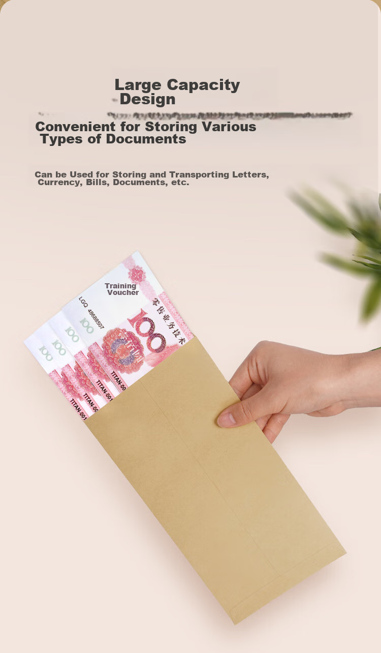 SIMAA No-Text Kraft Paper Envelopes, C4 File Folders, 100 Sheets of Letter Paper, 324*229mm Document Sleeves, Invoice And Payroll Envelopes, 25078 3