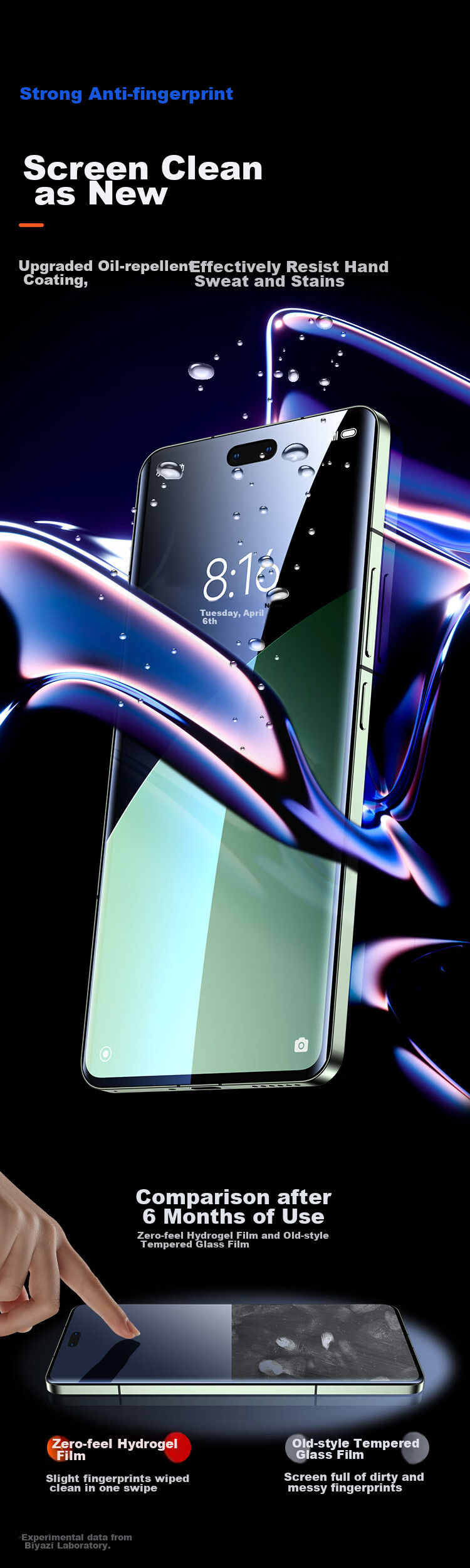 BIAZE Tempered Glass Screen Protector for Xiaomi MIX Fold3, Anti-Scratch Wear-Resistant Low Fingerprint High Definition Shatterproof Edge Phone Protective Glass Film JM845 8