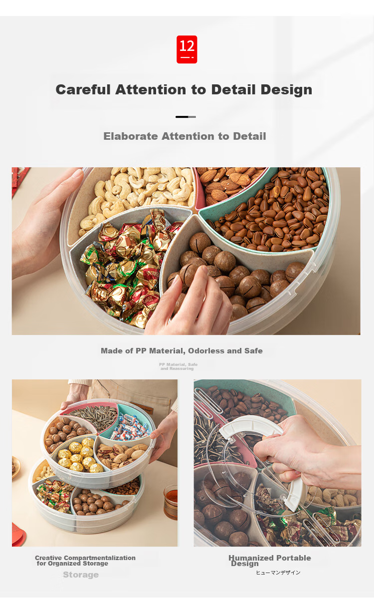 Daisy Leaf Large Capacity Dried Fruit Snack Storage Box for New Year Living Room Coffee Table Sunflower Seeds Candy Nuts Fruit Organizer 12