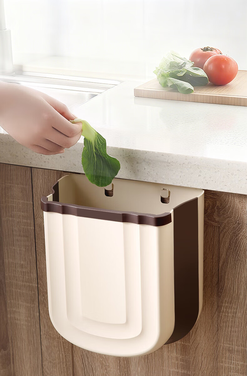 Mayflower 9L Kitchen Wall-Mounted Trash Bin Foldable Hanging Storage for Cabinet Door Bathroom Living Room 9
