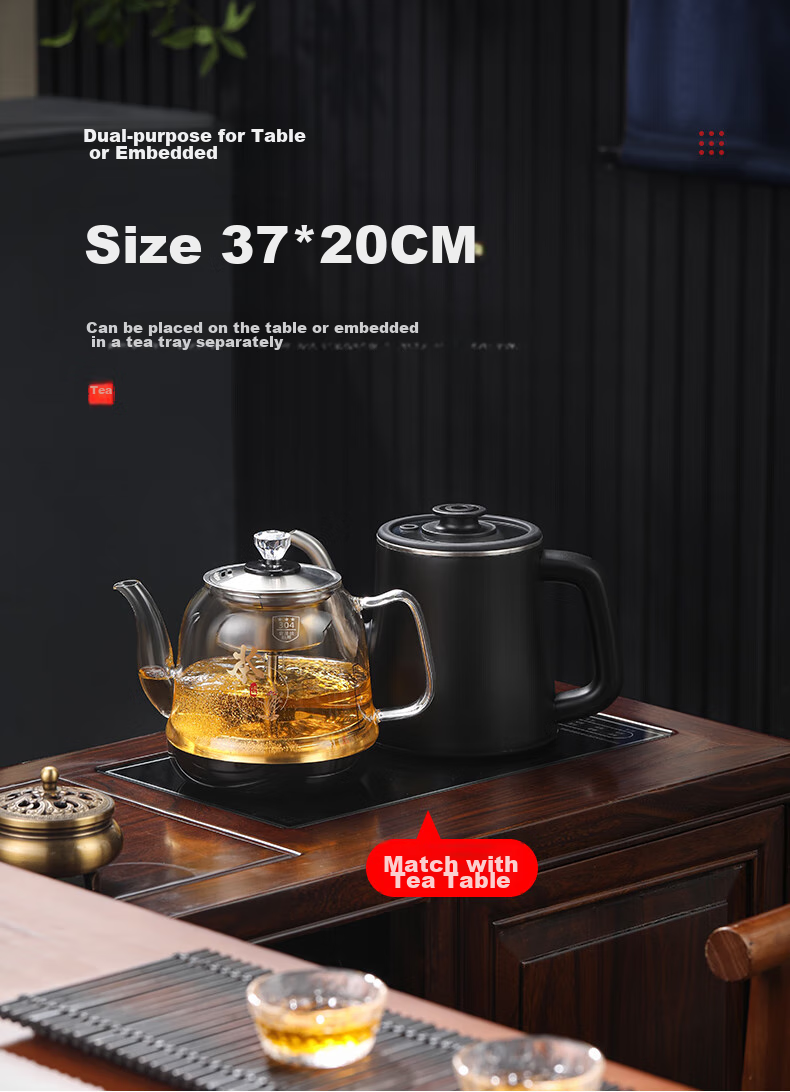 FUNORK Fully Automatic Electric Kettle with Water Inlet, Tea Table Kettle, Built-In Tea Table And Coffee Table Integrated Electric Teapot, Tea Brewing Set, Z08 Steaming Tea Model 12