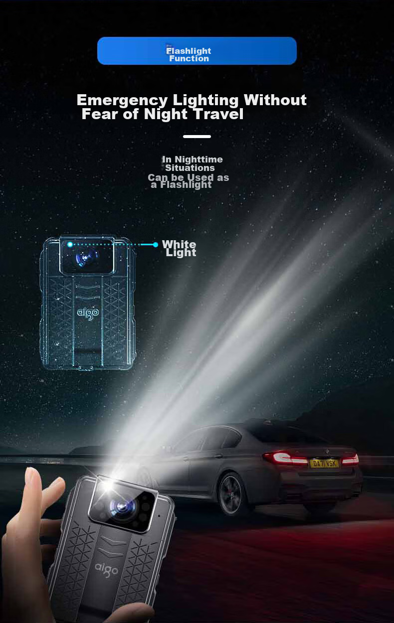 Aigo Body-Worn Camera, 4K High-Definition, Chest-Mounted Audio And Video Recording Evidence Collection Device, Compact And Portable T5P, 128GB 10